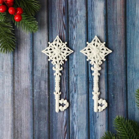 Jewelry decoration "Key Lux" (set 2 pcs) 5x14 cm, white