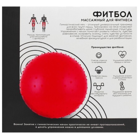 Fitball ONLYTOP, D = 55 cm, 800 g, massage, MIX colors-16