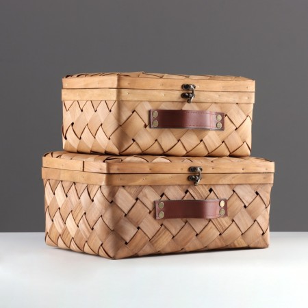 Supplies woven, 2 pcs, with natural decor, 34.5 x 25 x 16 - 29 x 20 x 13.5 cm-1