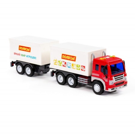 Inertial City car, with a trailer, light, sound, color red-white-4