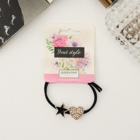 Hair elastic band "Kalie" Star Heart, 5 cm,