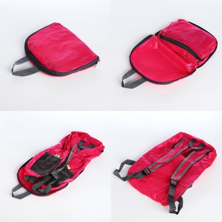 Folding backpack, lightning department, external pocket, 2 side pockets, raspberry color-7