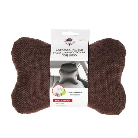 Car bone pillow, on the headrest, flax, brown, 16x24 cm-6