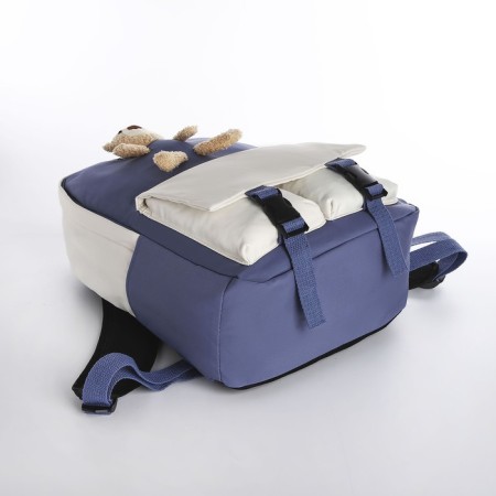 Youth backpack on lightning from textiles, 2 pockets, blue color-4