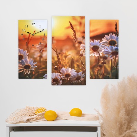 Carty clock, modular "chamomile at sunset", silent, 60 x 80 cm