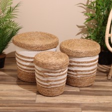 A set of wicker baskets with a lid, 3 pcs, 36x36x37 cm