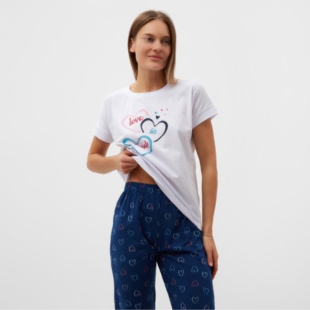 Home female "hearts" (T -shirt/pants), white/blue color, size 52-1