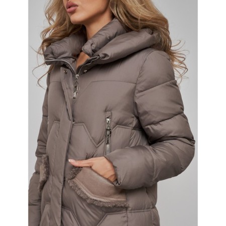 Coat insulated winter female, size 52, brown color-12
