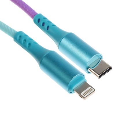 Type -C cable - Lightning, 3 A, 66 W, fast charging, braid fabric, 1 meter, multi -colored