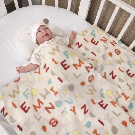 Fleet blanket "Letters", size 100x140 cm, milk color-1