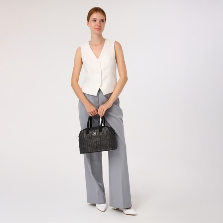Sakvyazh Bag "Golden Rain" with lightning, external pocket, long belt, dark gray color-7