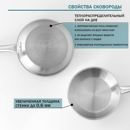 Hanna Knövell stainless steel pan, d = 26 cm, h = 5 cm, wall thickness 0.6 mm, handle length 25 cm, induction-1