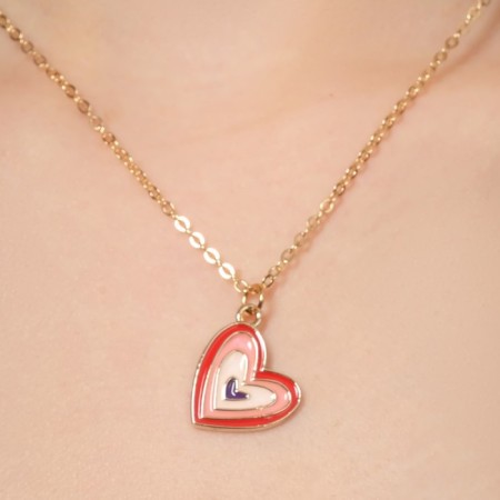 Pendant "Heart" Illusion, color in gold, 47 cm