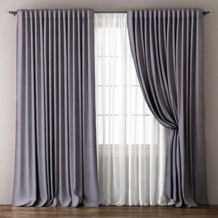 Curtains "Ommma" 240 x 270 cm - 2 pcs, tulle 500 x 270 cm, gray