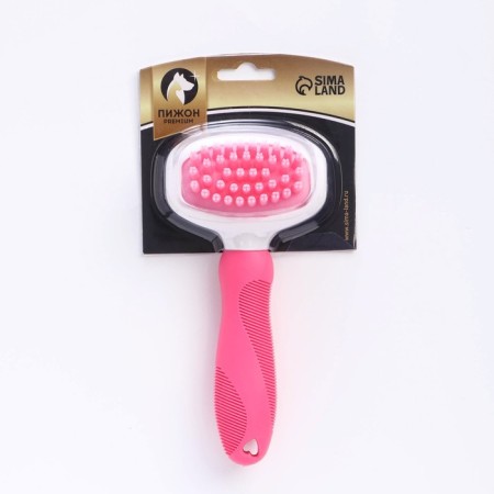 Wool brush with elongated silicone teeth and massage effect, 8 x 17, pink-4