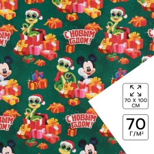 New Year. Packaging paper, 70x100 cm, Mickey Mouse