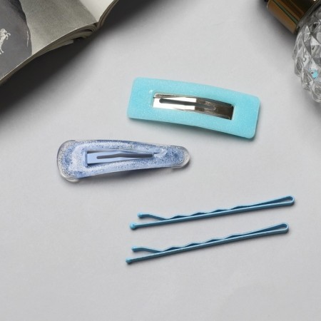 Invisibility for hair "Florence Paints" (set 4 pcs) 5.5 cm, blue-2