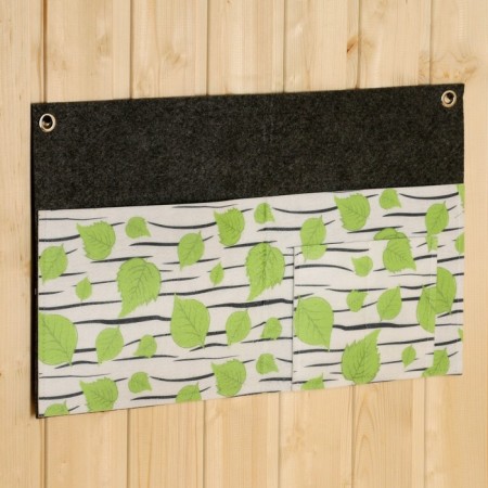 Horizontal suspension organizer on eyelets 3 departments, print Birch, 30x50 cm, felt