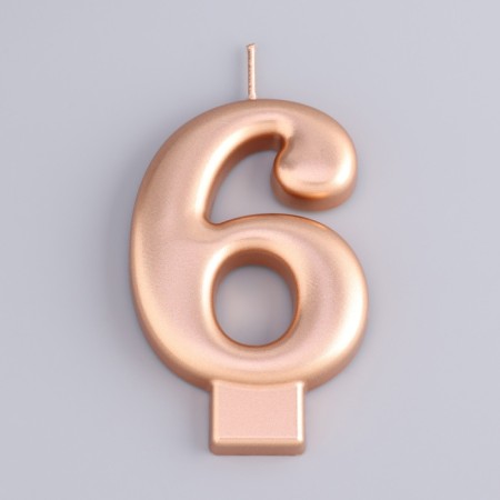 Candle for the Cake "European Giant", a number 6, 7 cm, pink gold-2