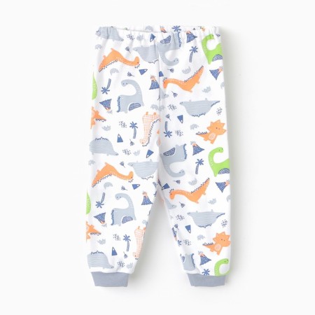 Pants children, white color/dinosaurs, height 68 cm