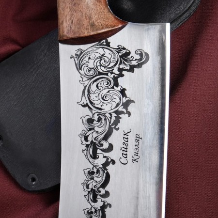 Caucasian knife, cutting "saigak" with a cover, steel - 40x13, handle - nut, 14 cm-1