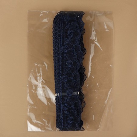 Lace on a grid, 40 mm × 11 ± 1 m, dark blue color-2