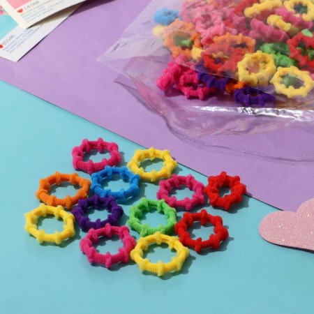 Hair elastic band "Mahrushka" (set 100 pcs) 2 cm, mini -colored, mix