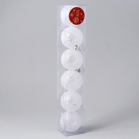 Set of balls plastic D-6 cm, 6 pcs "Magic Patterns" white-1