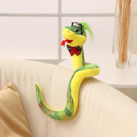 Soft toy "Snake", in dark glasses, 15 cm, green color-3