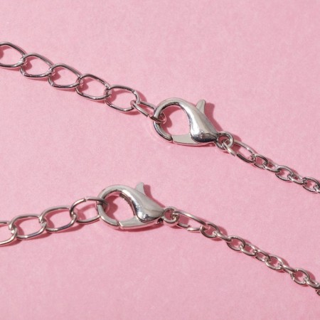 Kulons "Demetrines" two hearts complement each other, red-lilac color in silver, 45 cm-3