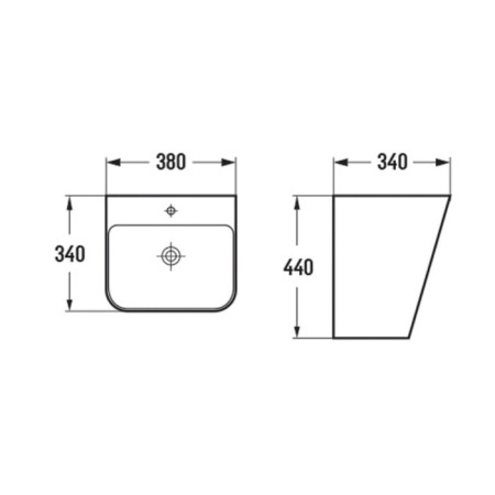 Hanging sink Comforty 500q, monoblock, rectangular, white color-1