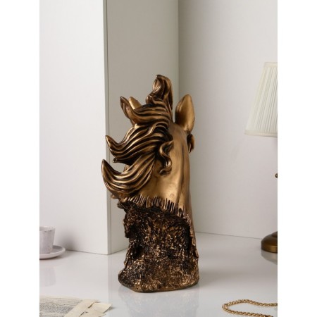 Figure "Horse head", polystone, 51 cm, color gold-3