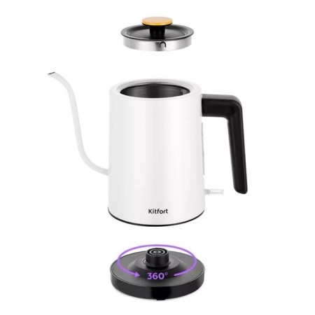 Electric ketter KitFort KT-6642, for cooking coffee, plastic, 0.8 l, 1600 watts, black and white-3