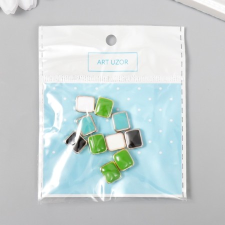 Beads for creativity plastic "Squares, bright gloss" mix set 10 pcs 0.9x1.1 cm-2