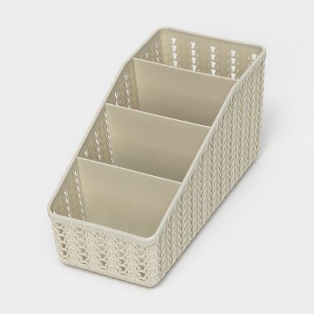 Organizer "Knitting", 4 sections, color white rattan-1
