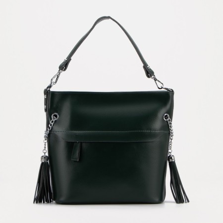 Luggage bag on lightning, 2 outer pockets, long belt, green color