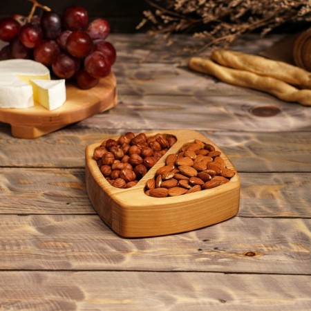 Deep Menzhitsa 2 sections + Serving board on the legs ADELICA, 15 × 15 × 4 cm, 18 × 18 × 4 cm, birch, as a gift for impregnation 100 ml-4