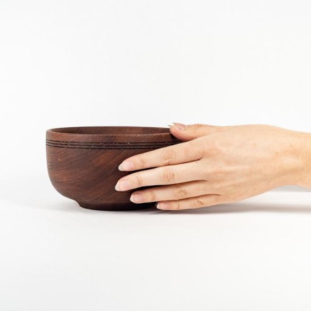 Wooden plate MAGISTRO, 650 ml, deep, chocolate color, cedar-2