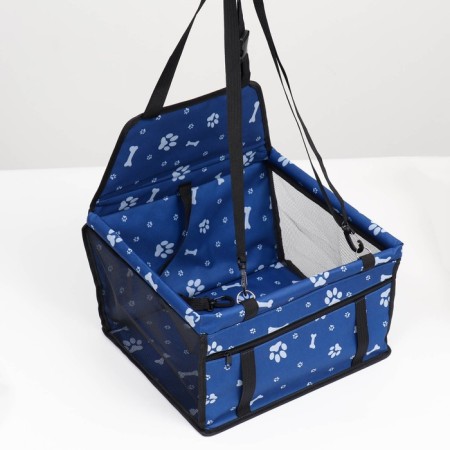 Car Seats for animals 40*30*25 cm, blue with white paws and bones-2