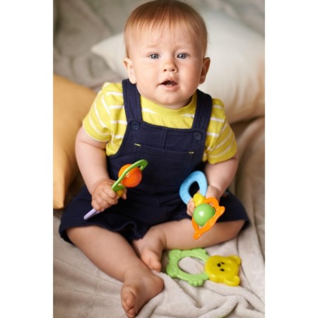 A rattle - a “planet” teether, an elastic pen, types and color mix-18