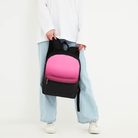 School textile school backpack with pink gradient, 38x29x1 cm, lightning department, black/pink color-8