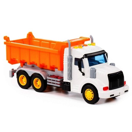 The "pros" dump truck inertial, light and sound effects, color orange color-9