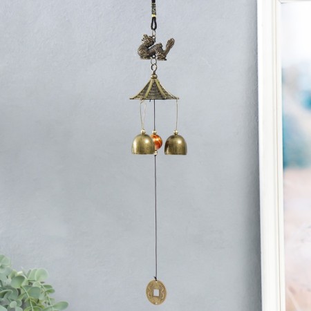 Wind Music Metal "Dragon and Coin" 3 bells 30 cm