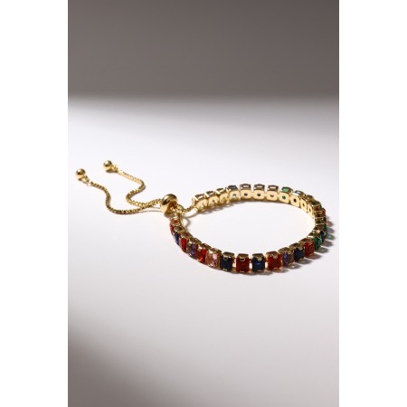 Bracelet with rhinestones "shine" on a puff, colored in gold-1