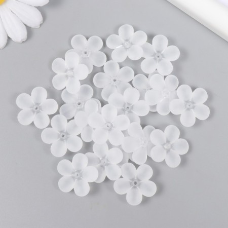 Beads for creativity plastic "White Flower" set 20 pcs 2.2x2.2 cm-2