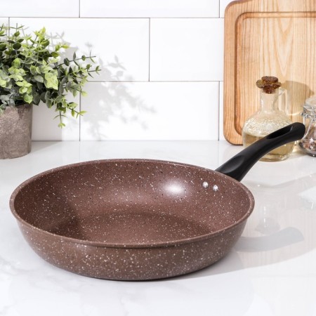 Rock pan, d = 29 cm, plastic handle, anti -stick coating, brown color
