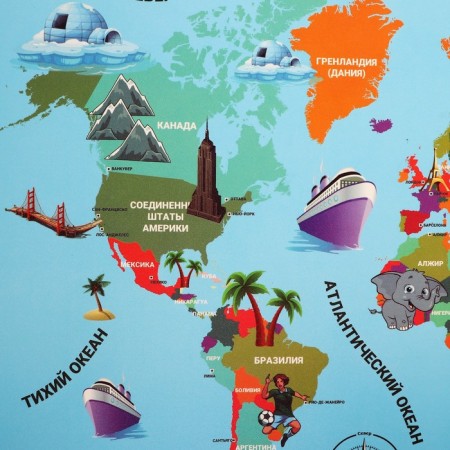Laying on the table plastic A2 (640 x 430 mm) 400 microns, training, NPD-3 "Map of the World"-2