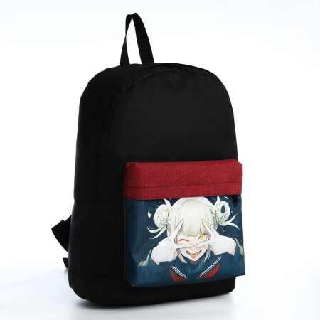 School Youth Backpack "Anime", 33x13x37, Lightning Department, N/Pocket, Black, Red-1