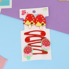 Shirley hair set (2 elastic bands 5 cm, 4 invisibility 5.5 cm) ice cream, red
