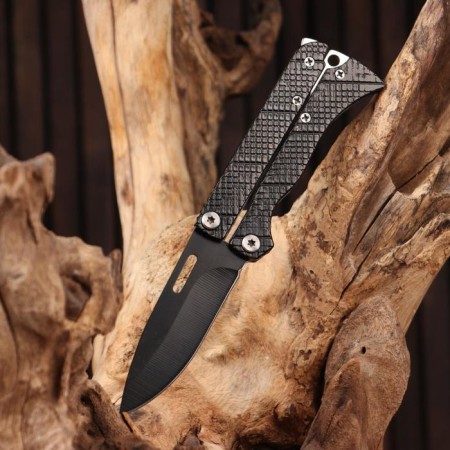 Bow Know "Master K", blade 7.3cm, black, hilt of scales with stripes of 8.5cm,-6